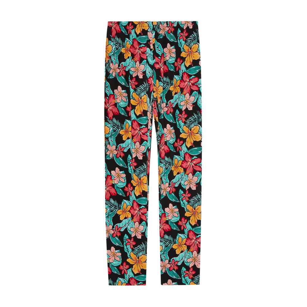 Pantalón fluido con motivo floral - negro negro.