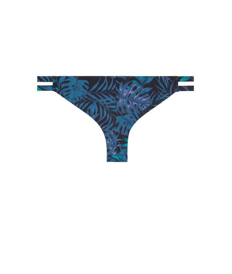 Parte de abajo de bikini braguita brasileña estampado tropical - negro negro.