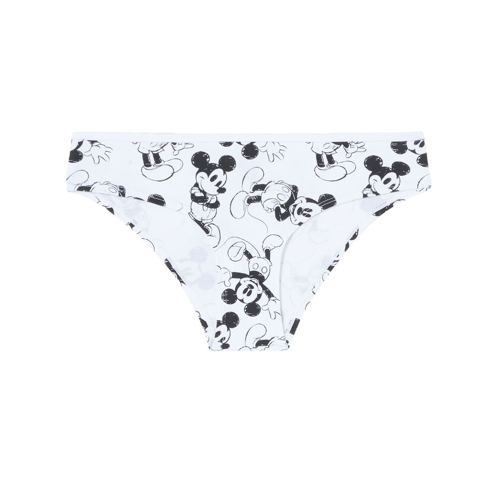 Braguita culotte con estampado de cabezas de mickey - negra blanco.
