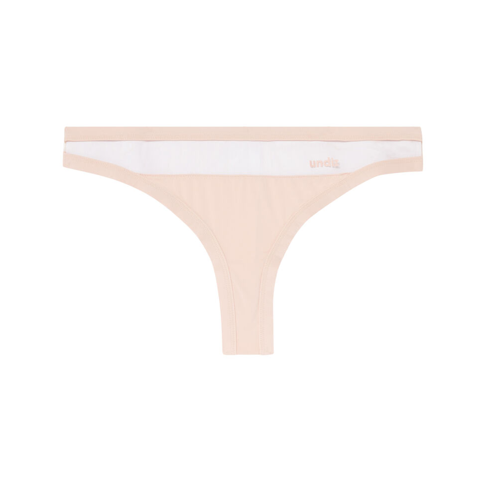 Tanga de microfibra y rejilla transparente - rosa nude rosa.