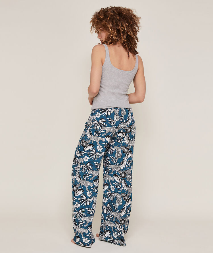 Pantalón con estampado de flores azul pato azul pato.