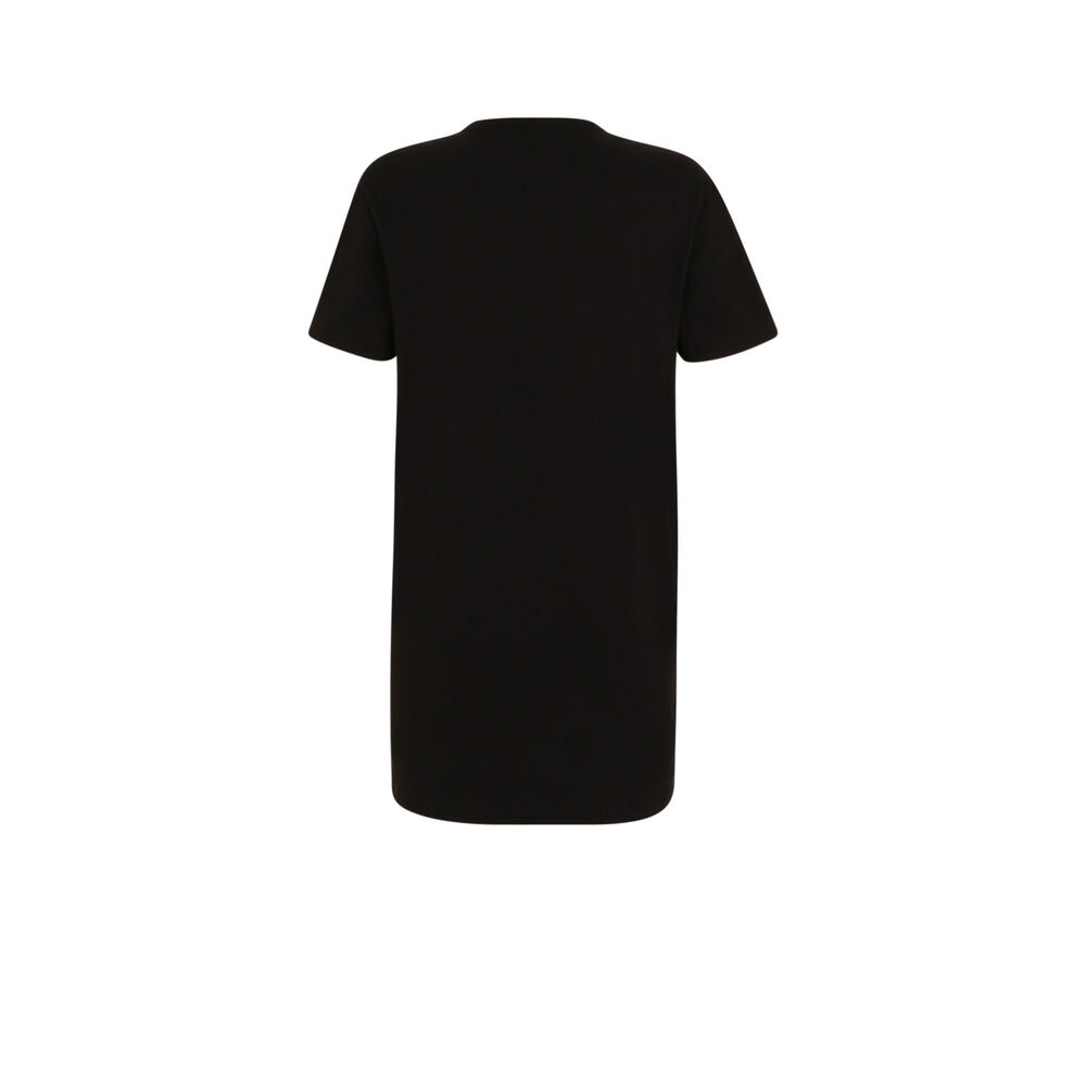 Camiseta larga con estampado de gatito amoroso - negro negro.