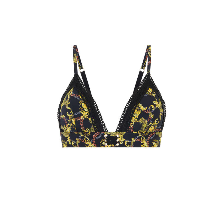 Sujetador triangular con microestampado fleuraliz negro.