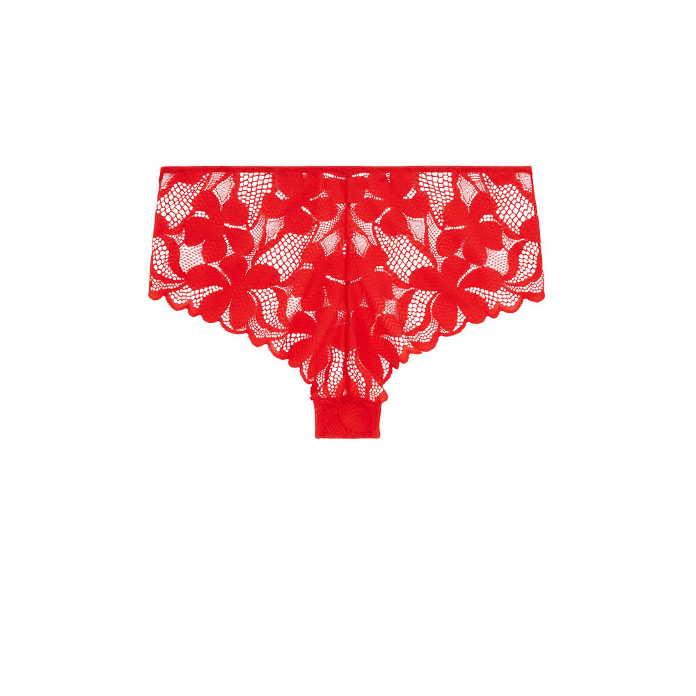 Braguita de talle alto de encaje - roja rojo.