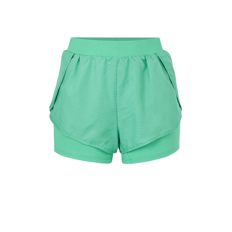 Shorts deportivos de punto liso nolimitiz verde esmeralda.