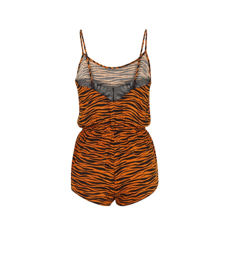 Mono corto con tirantes finos y estampado de tigre mixprintiz camel.