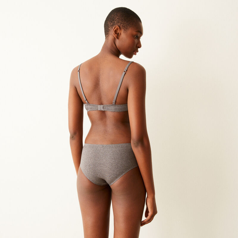 Braguita culotte lisa gris jaspeado de microfibra Braguita culotte lisa gris jaspeado de microfibra;