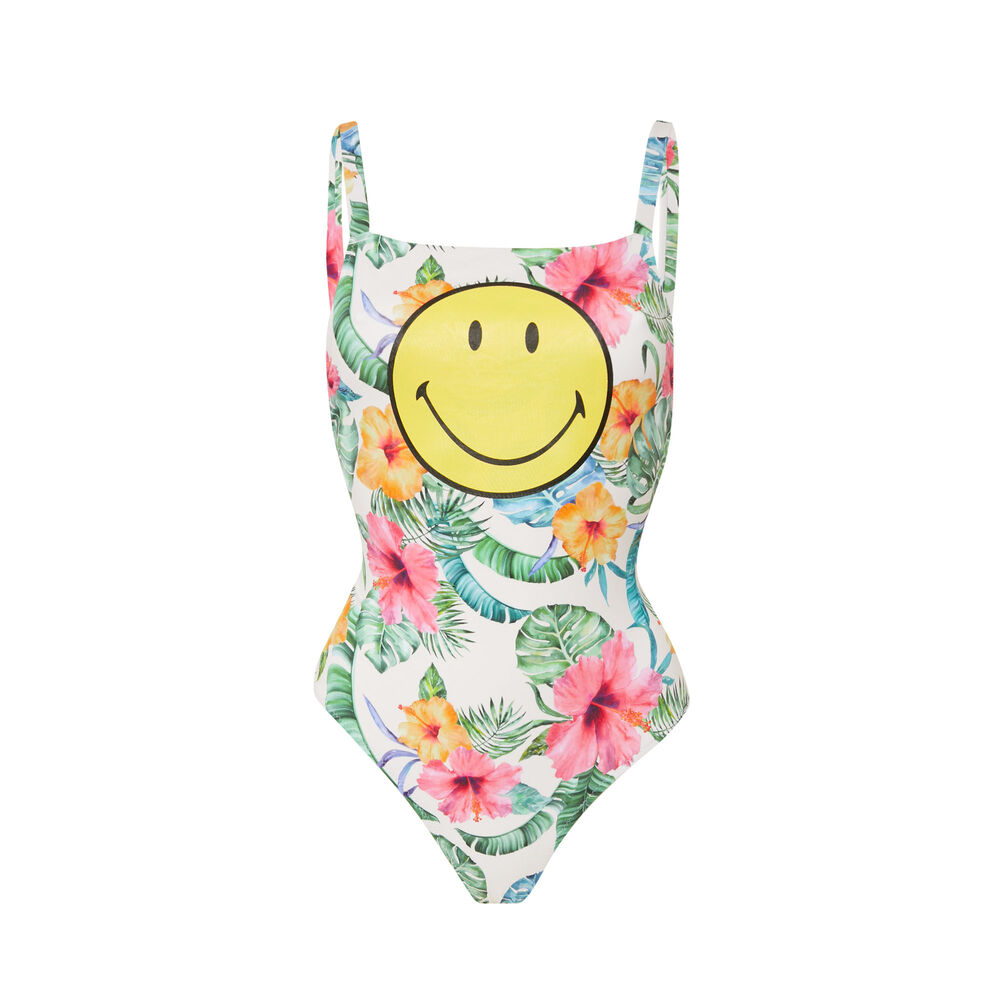 Bañador con smiley de flores - crudo crudo.