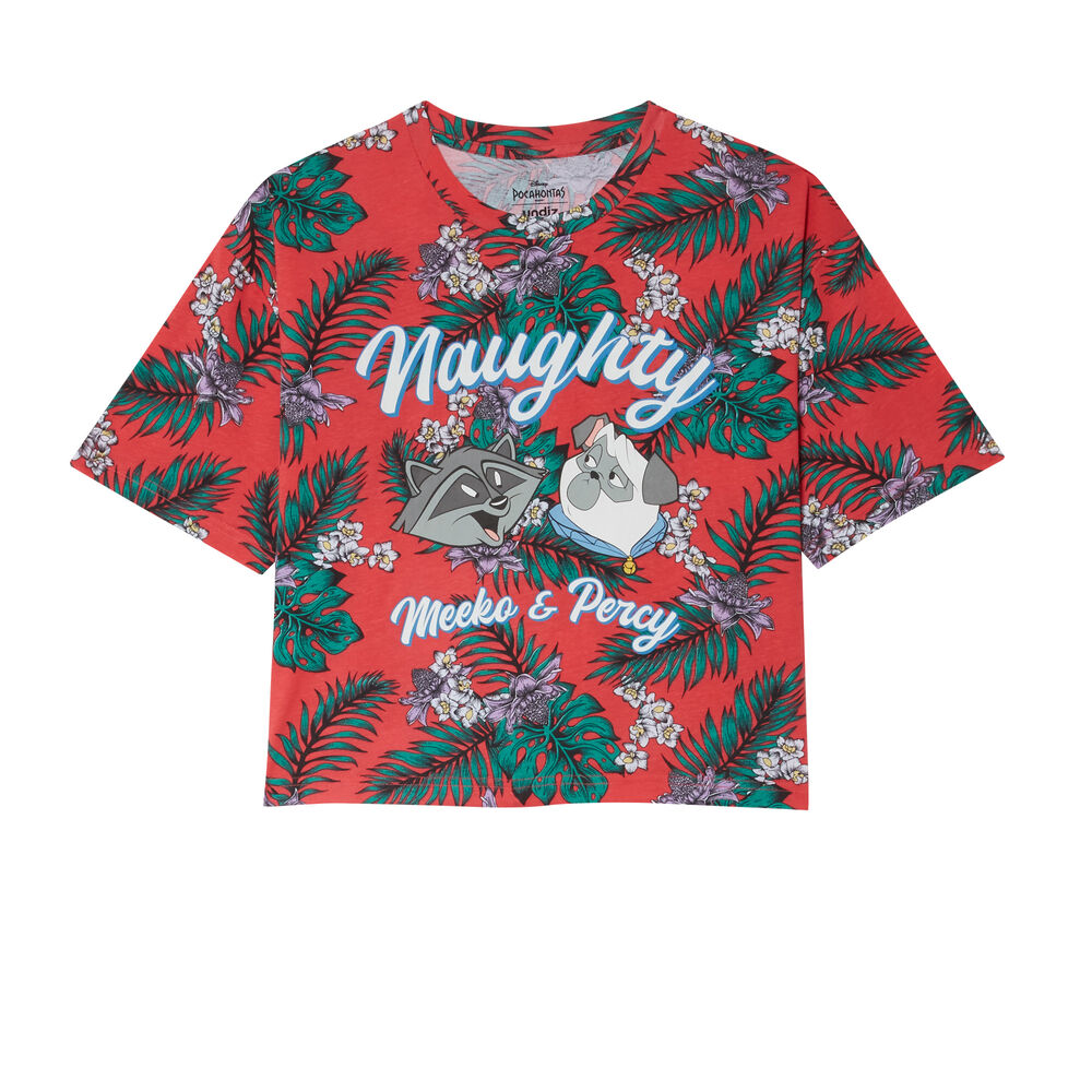 Top con estampado meeko - coral coral.