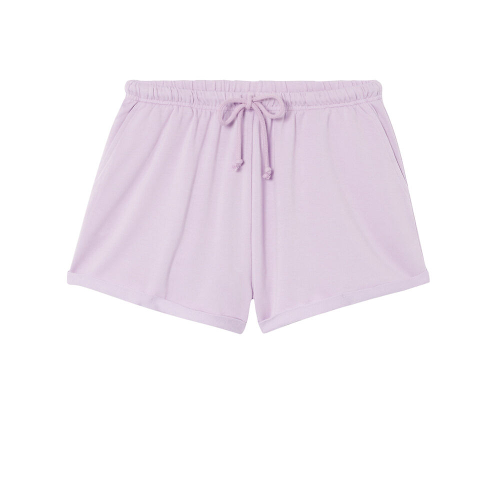 Shorts lisos con detalle de cordón - lila morado.