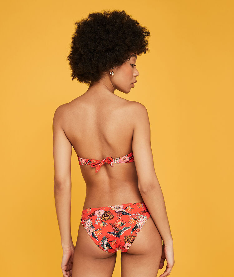 Top de bikini bandeau tropical spaniz corail.