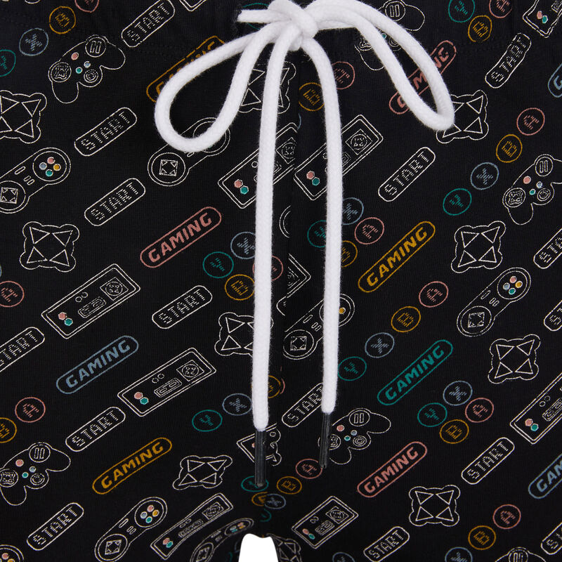 Pantalón de punto con estampado gaming videiz negro.