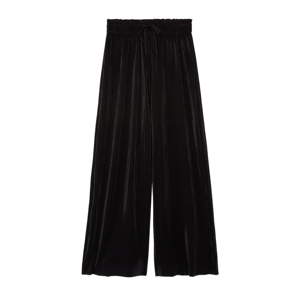 Pantalón plisado con elástico fruncido - negro negro.