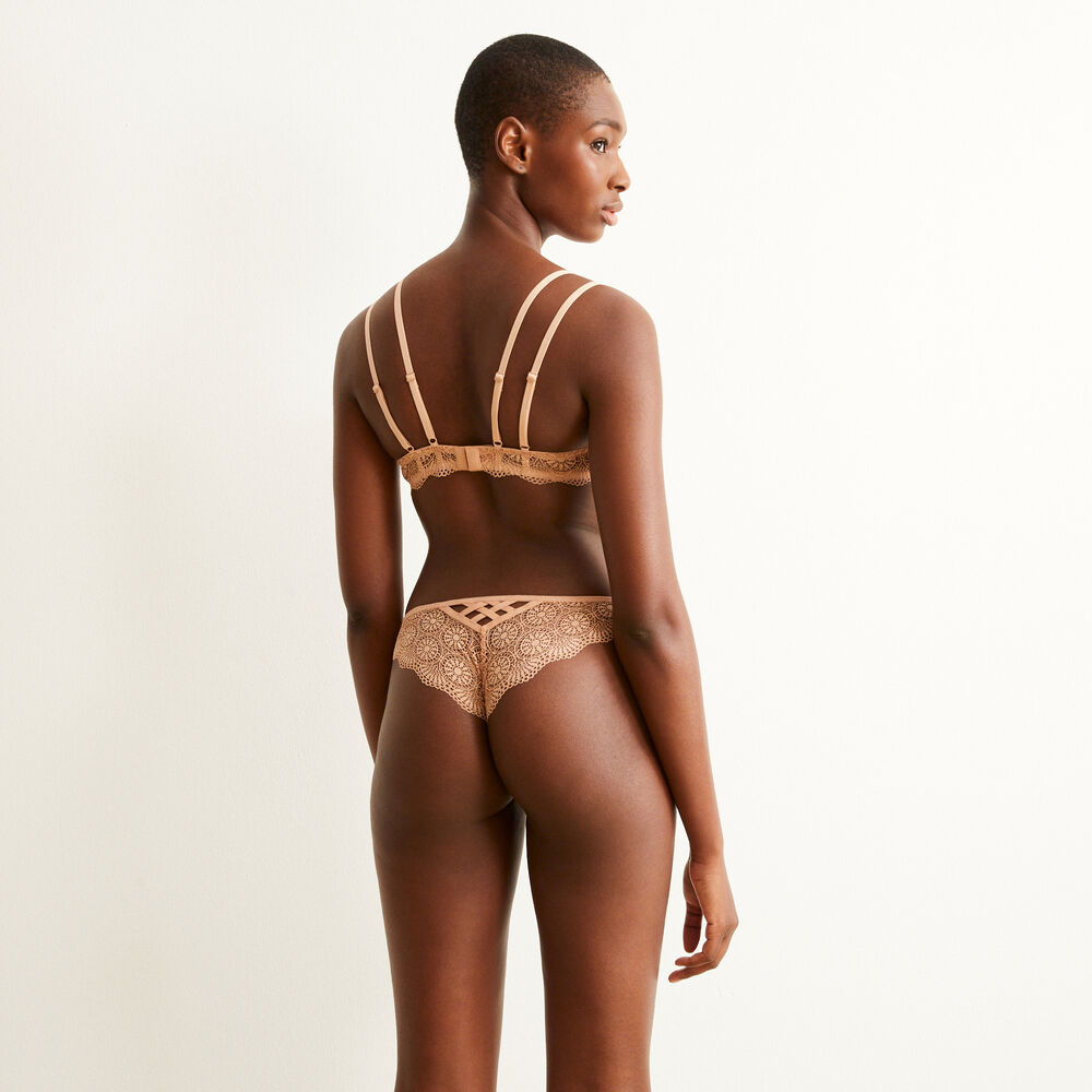 Sostén de tipo bustier push-up con detalle de lazos - rosa rosa.