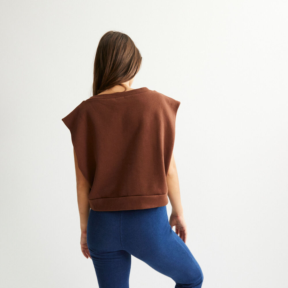 Sudadera sin mangas cuello de pico - marrón marrón.