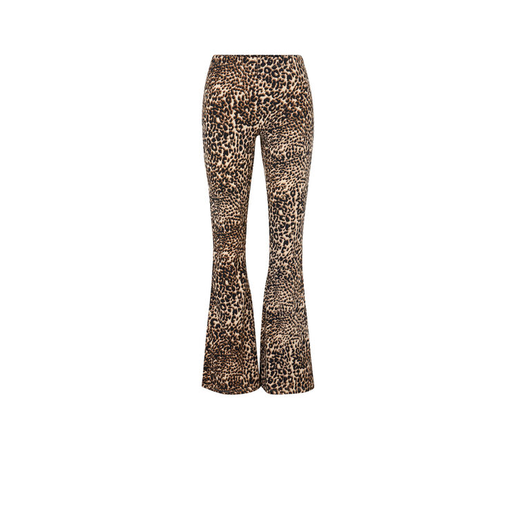 Pantalón flare con estampado de leopardo leoversiz Pantalón flare con estampado de leopardo leoversiz;