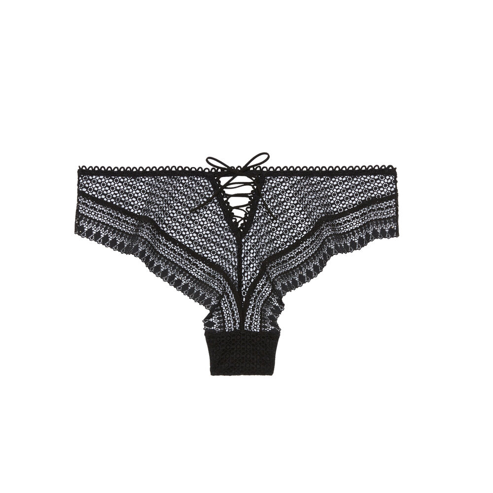 Braguita culotte de encaje con detalles de corsé - negra negro.