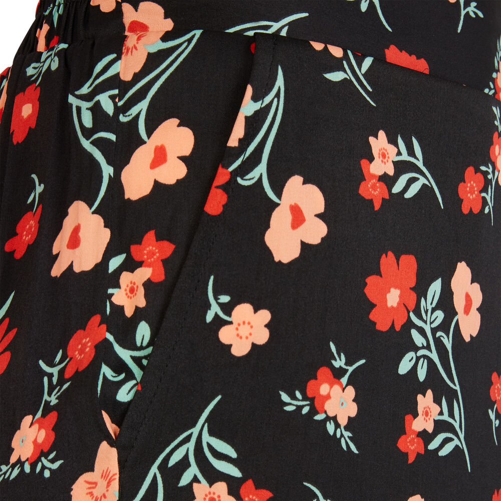 Pantalón satinado con estampado de flores - negro negro.