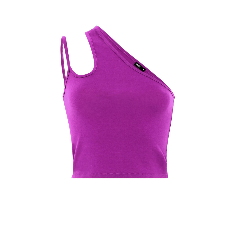 Top corto asimétrico liso - fucsia fucsia.