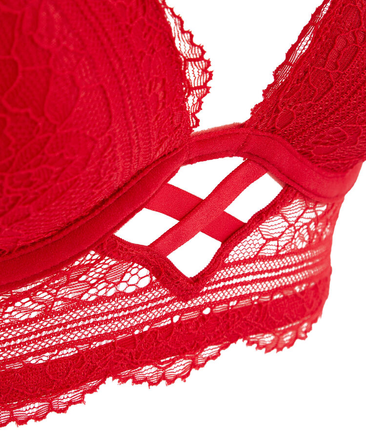 Sujetador en v push-up con encaje everydayiz rojo.