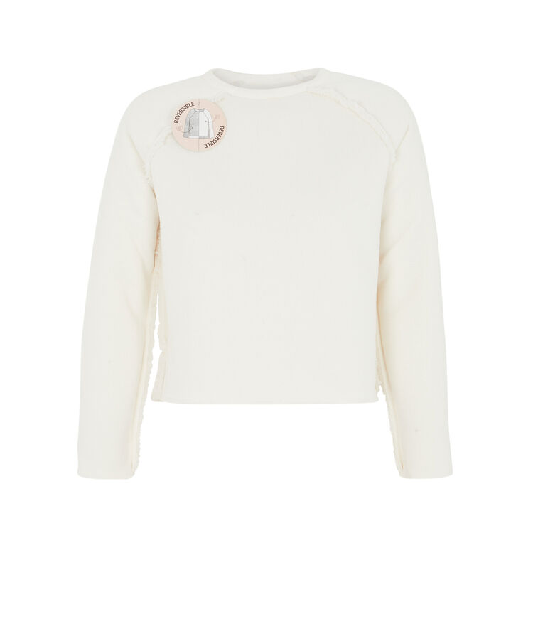 Sudadera polar reversible sherpiz blanco roto.
