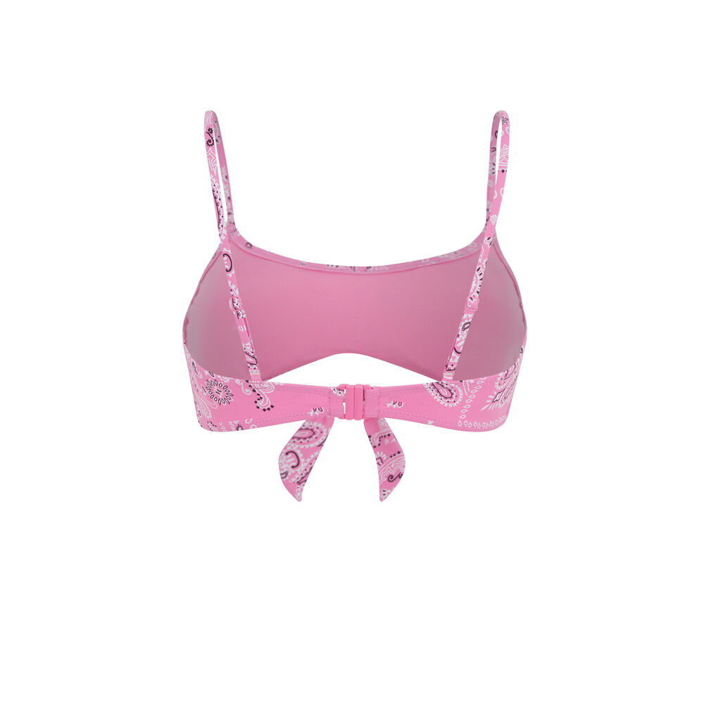 Parte de arriba de bañador bralette con estampado de bandana - rosa rosa.