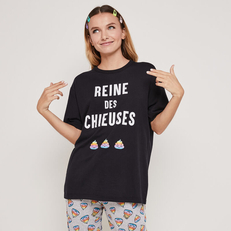 Conjunto de pijama top + pantalón con estampado reinchieusiz Conjunto de pijama top + pantalón con estampado reinchieusiz;