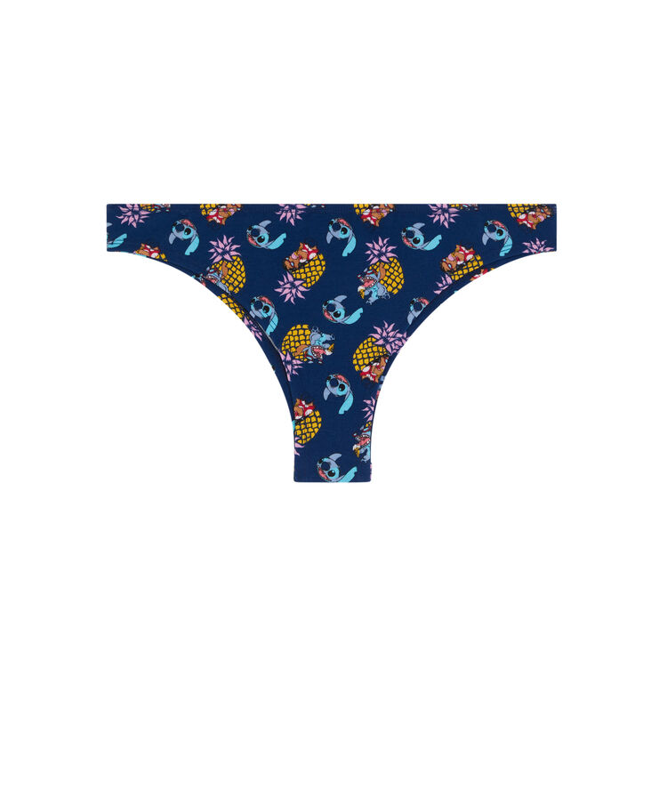 Braguita brasileña de algodón estampado stitch stitchgrimaciz azul.