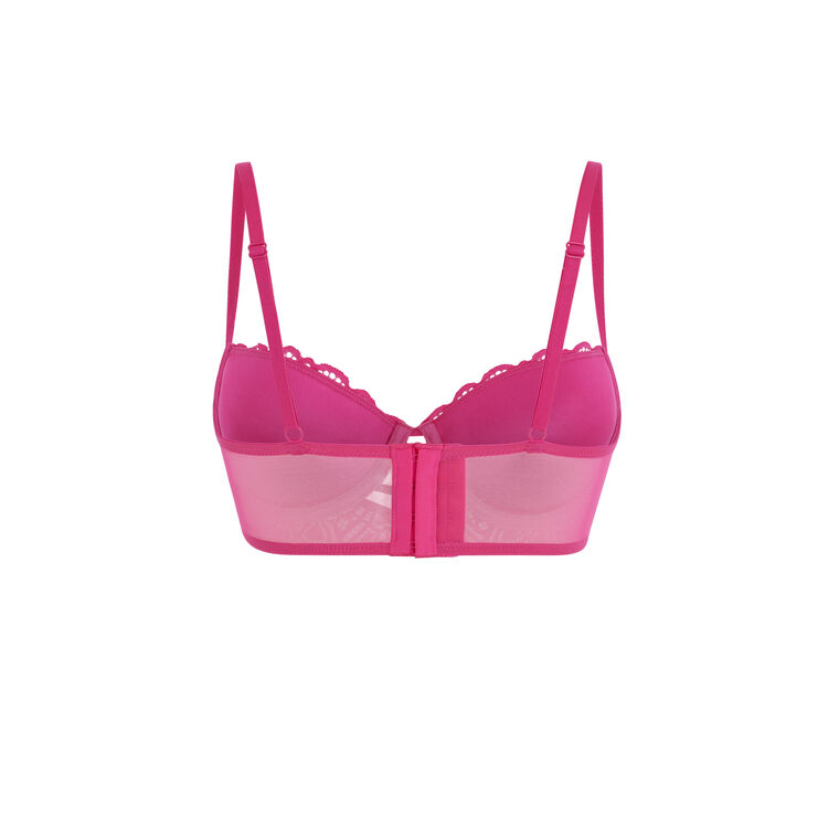 Sujetador corpiño push-up de encaje y cintas marceliz fucsia.