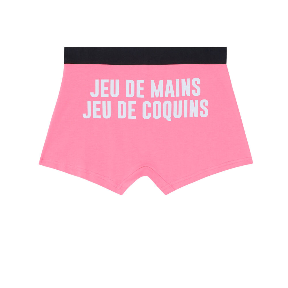 Bóxer con mensaje jeu de main jeu de coquin - rosa rosa.
