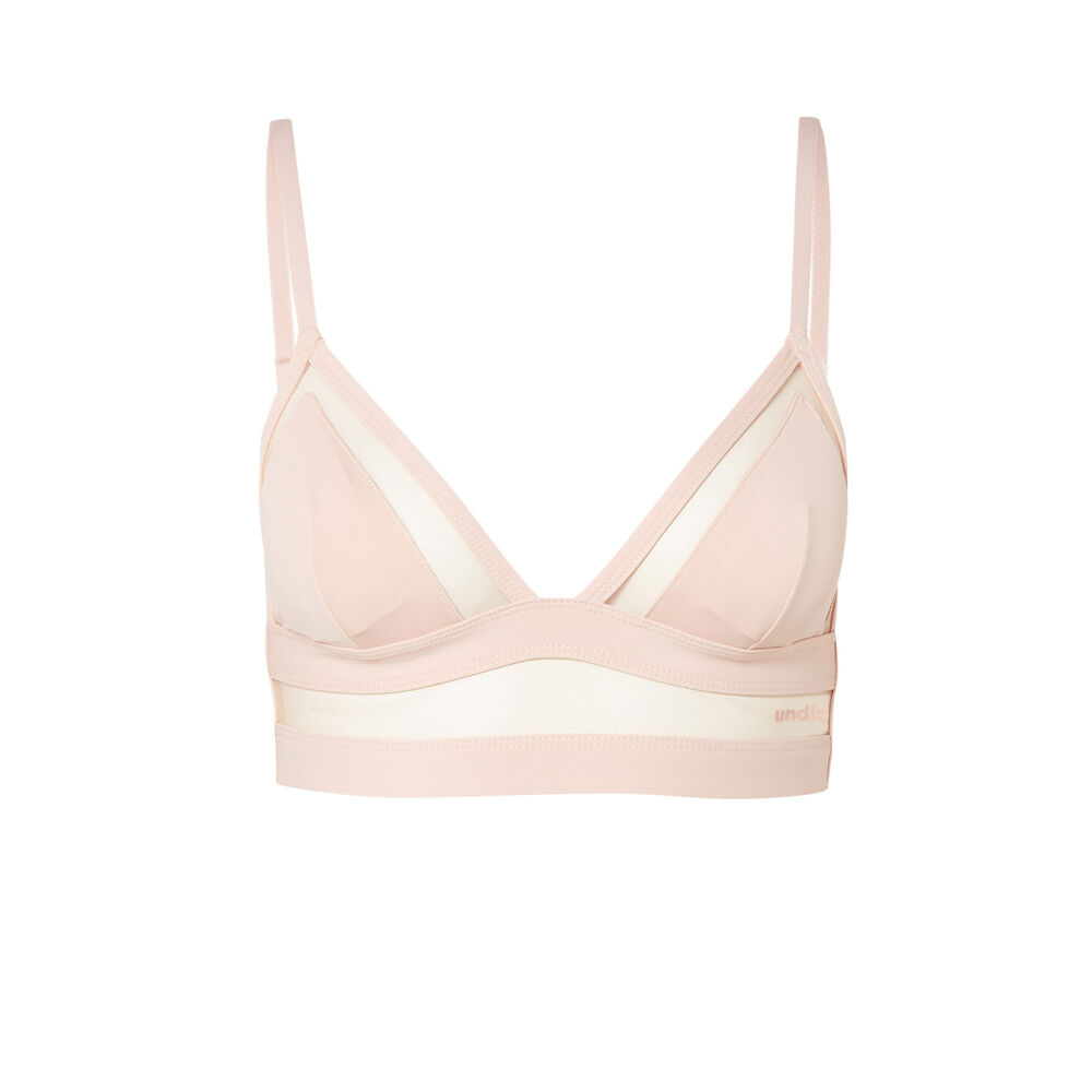 Sujetador triángulo de microfibra y rejilla transparente - rosa nude rosa.