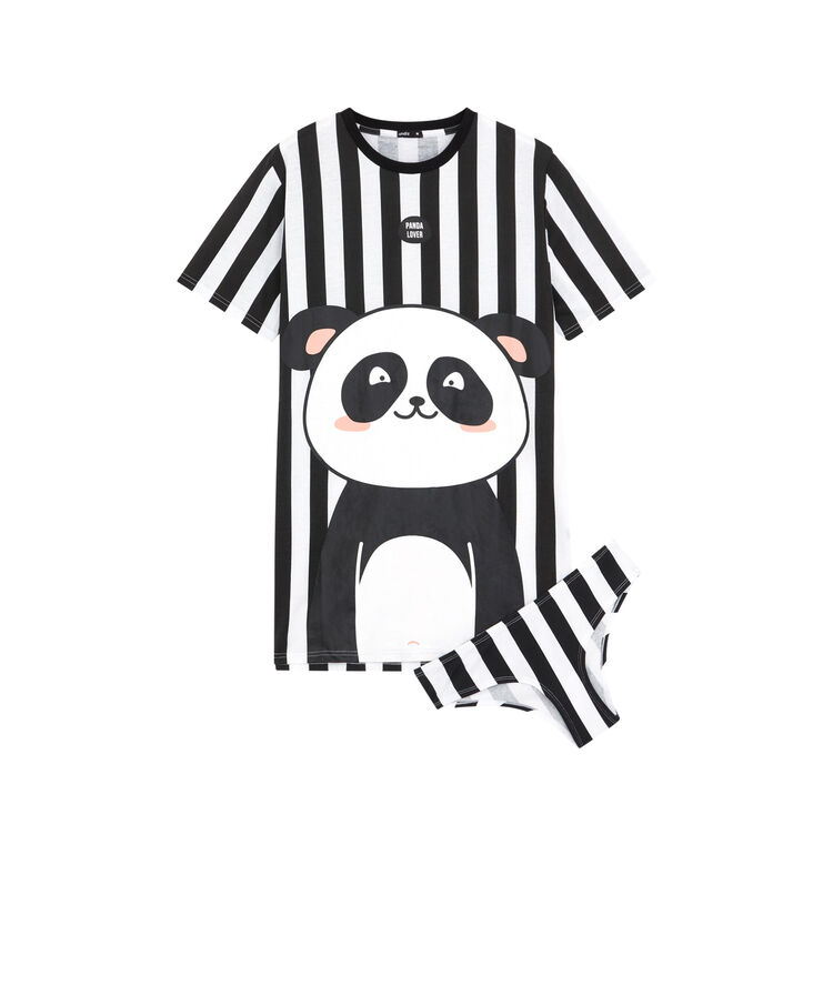 Conjunto de pijama túnica + braguita culotte estampado panda pandaiz blanco.