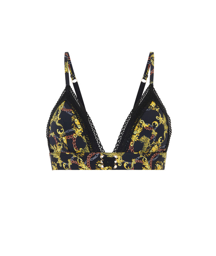 Sujetador triangular con microestampado fleuraliz negro.