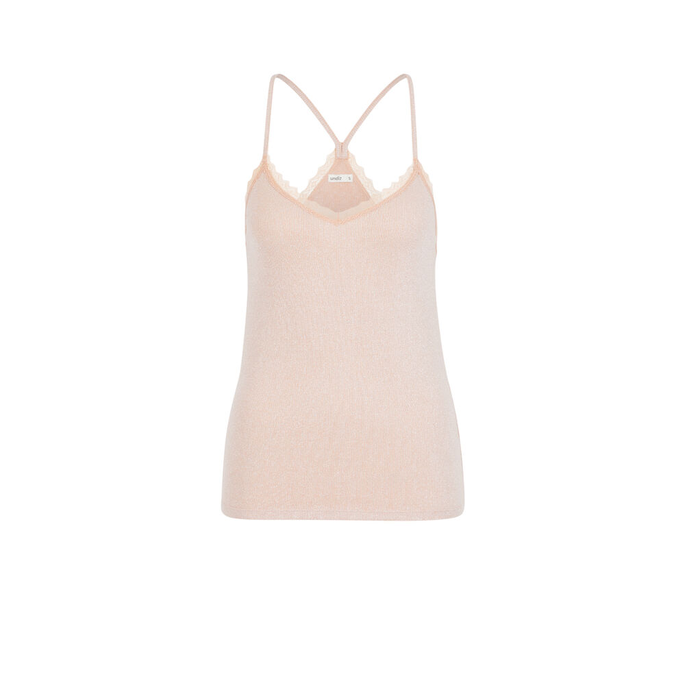 Top de punto brillante con finos tirantes luximiz rosa.