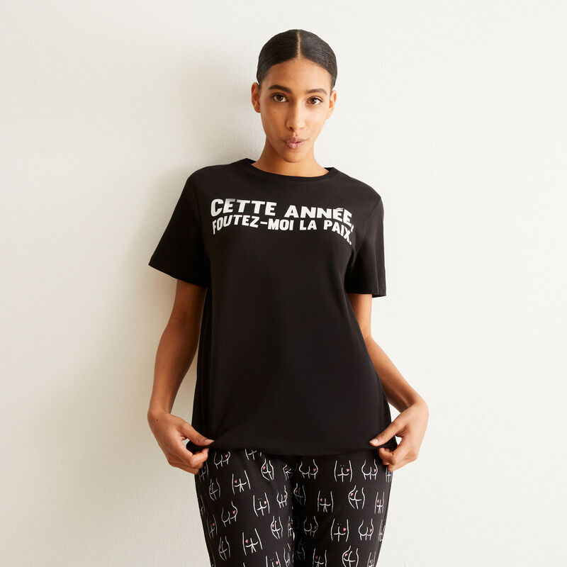 juego de pijama de manga corta déjame en paz - negro juego de pijama de manga corta déjame en paz - negro;