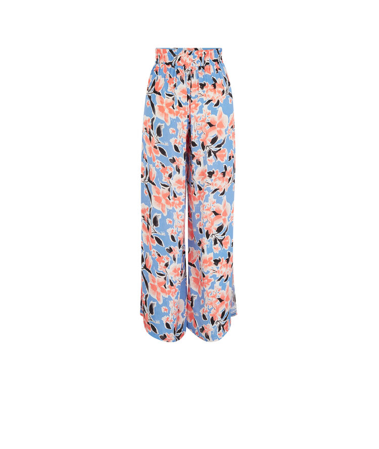 Pantalón ancho con estampado de flores - azul azul.