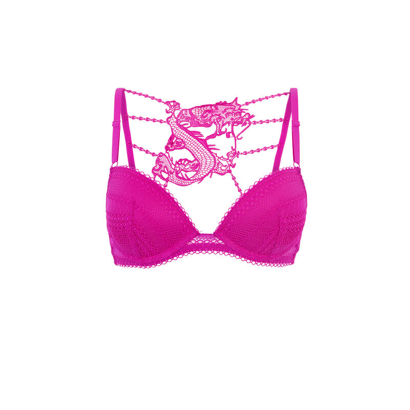 Sujetador push up con guipur anjaiz fuchsia.