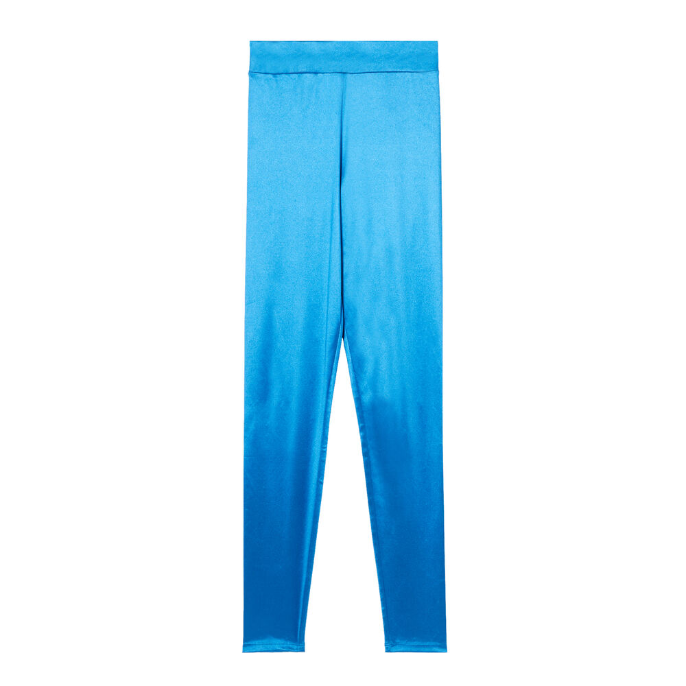 Leggings lisos de satén - azul azul.