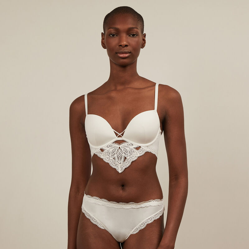 Braguita brasileña de microfibra y encaje - blanco Braguita brasileña de microfibra y encaje - blanco ;