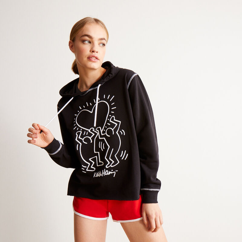 sudadera con motivos de corazones Keith Haring - negro sudadera con motivos de corazones Keith Haring - negro;