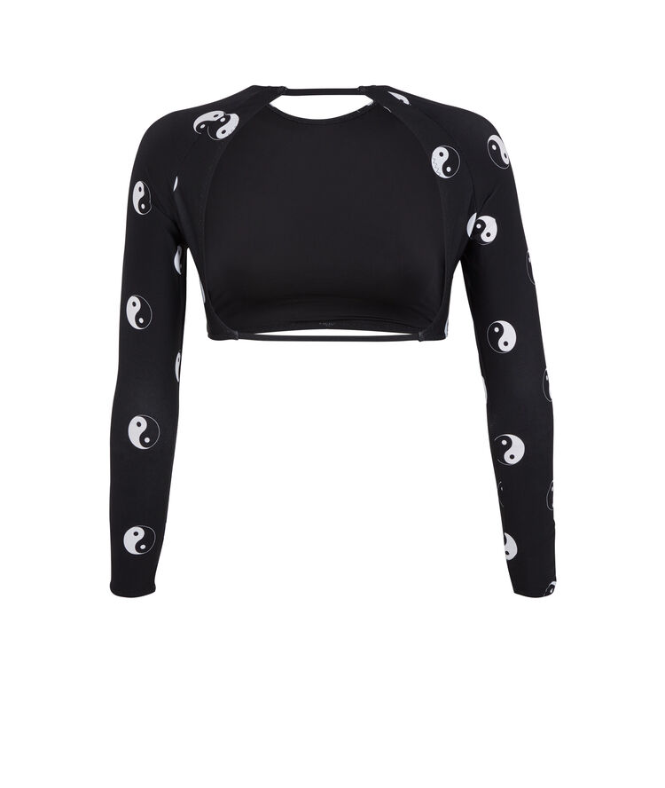 Parte de arriba de traje de baño crop top yin y yang - negro negro.