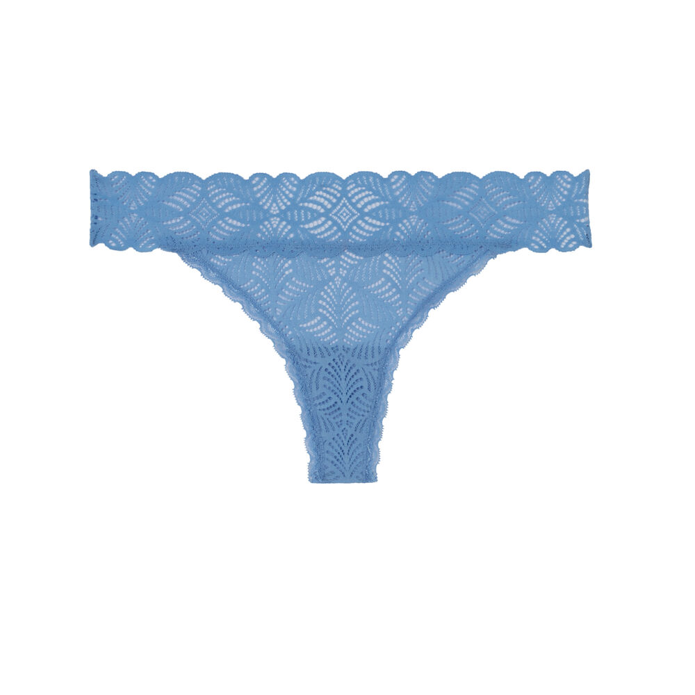 Braguita tanga de encaje - azul azul.