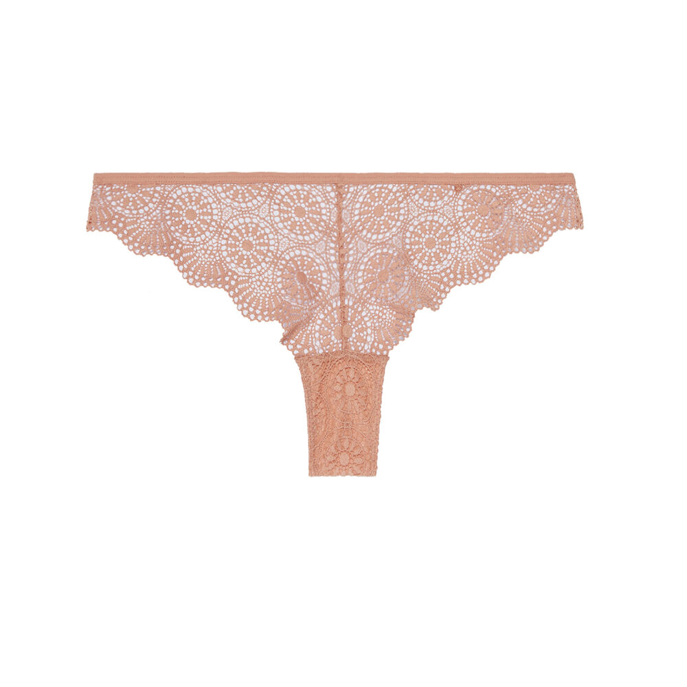 Tanga de encaje con detalle de lazos - rosa rosa.