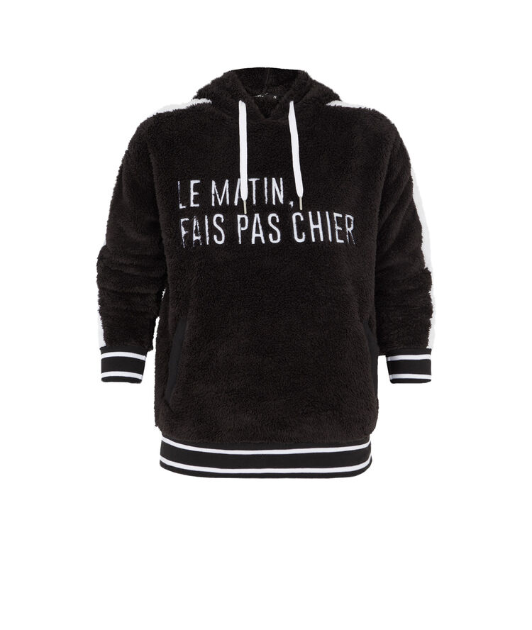 Sudadera con capucha polar con mensaje matichieusiz negro.