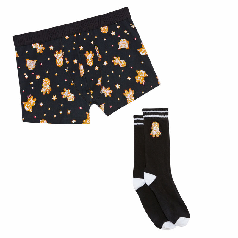 dúo bóxer y calcetines con estampado de Chewbacca - negro dúo bóxer y calcetines con estampado de Chewbacca - negro;
