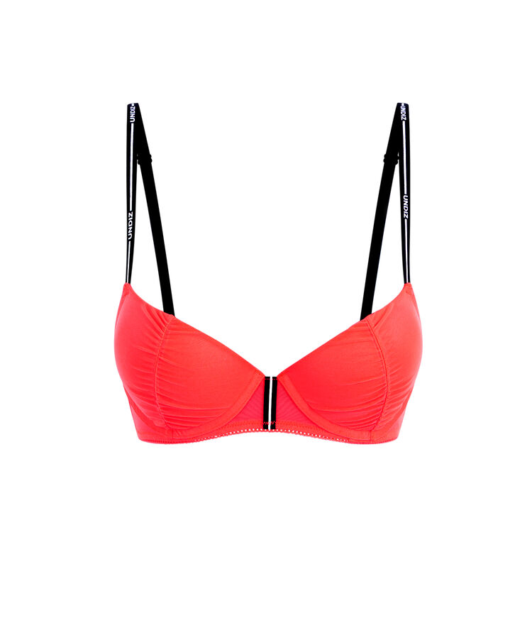 Sujetador push-up de tul liso truegirliz coral fluorescente.