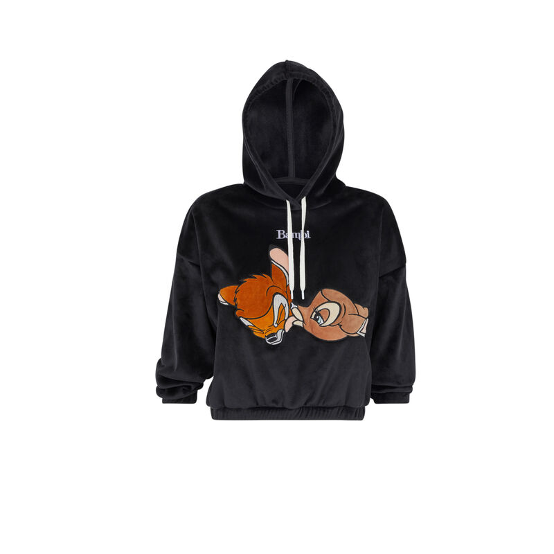 Sudadera de terciopelo con capucha bambisiz negro.