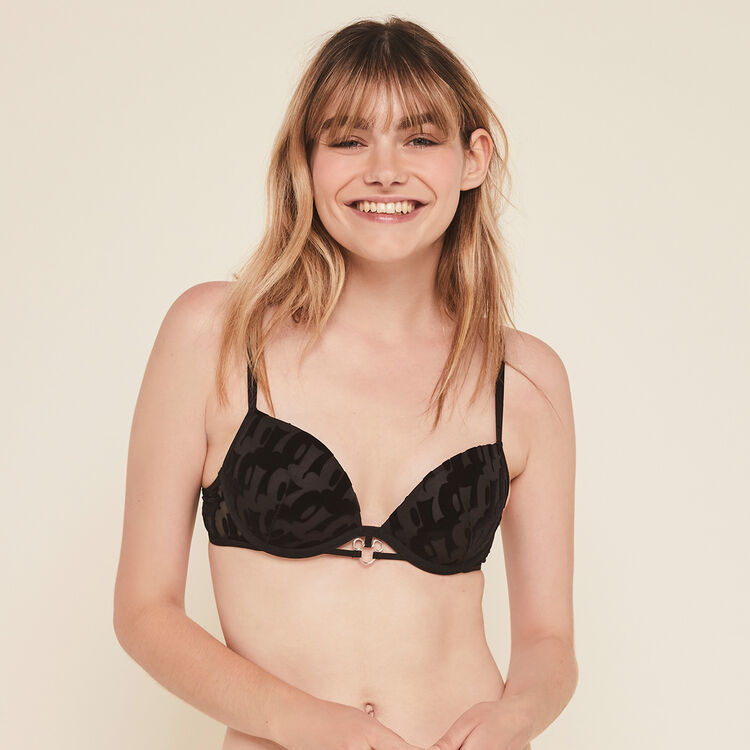Sujetador push-up de tul floqueado flockimickiz negro.