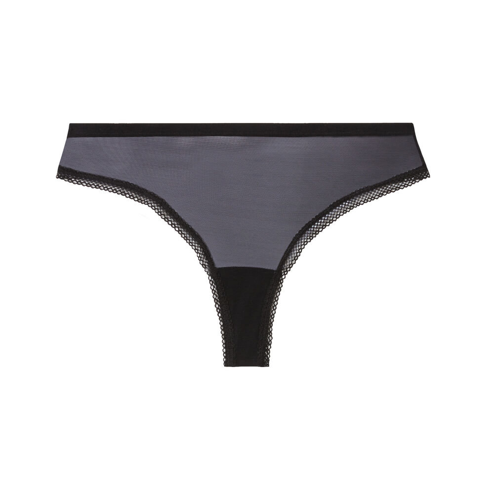 Tanga de tul liso - negro negro.
