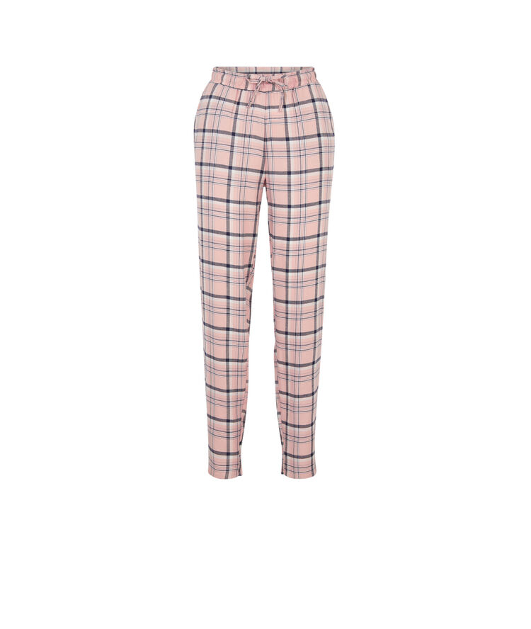 Pantalón de cuadros vintartiz rosa pastel.